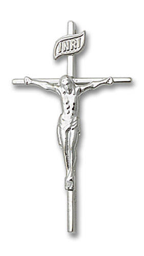 Large Thin Crucifix Pendant - Sterling Silver 1 x 1/2 1535SS