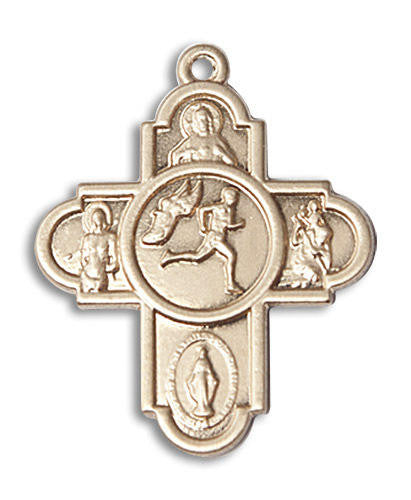 Large Track and Field 5-Way Medal - 14kt Gold 1 x 1 5/8 Pendant 5747