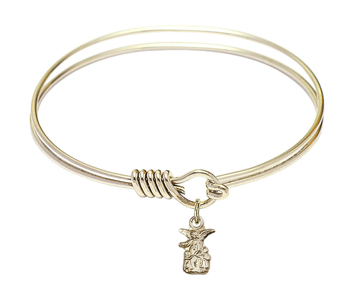 Littlest Angel Round Eye Hook Bangle Bracelet - Gold-Filled Charm - 6.25 Inch 4254GF