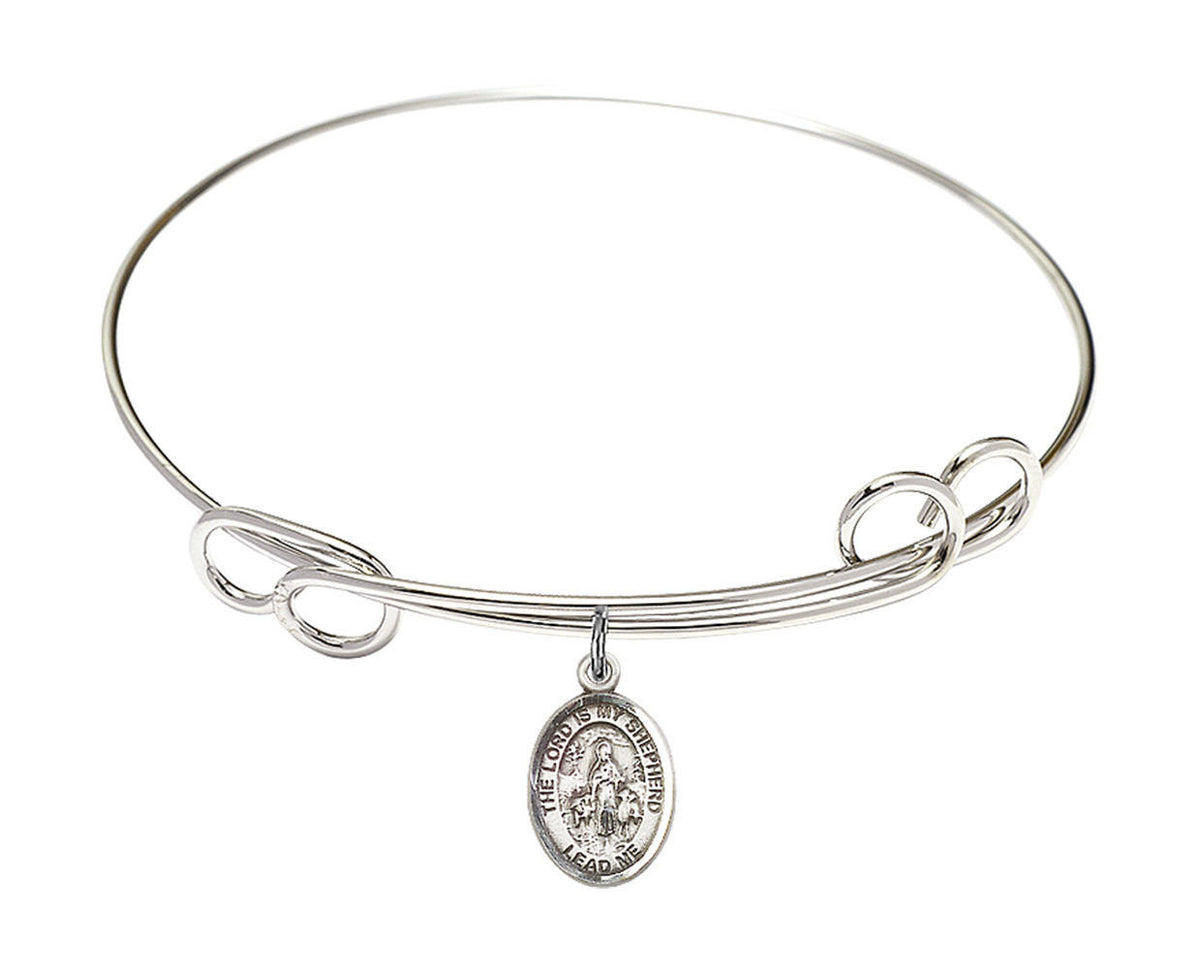 Lord Is My Shepherd Double Loop Bangle Bracelet - Sterling Silver Charm 9119SS