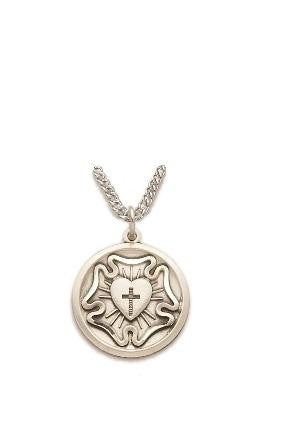 Lutheran Shield Medal Necklace - Sterling Silver Pendant on 20 Stainless Chain SM0928SH