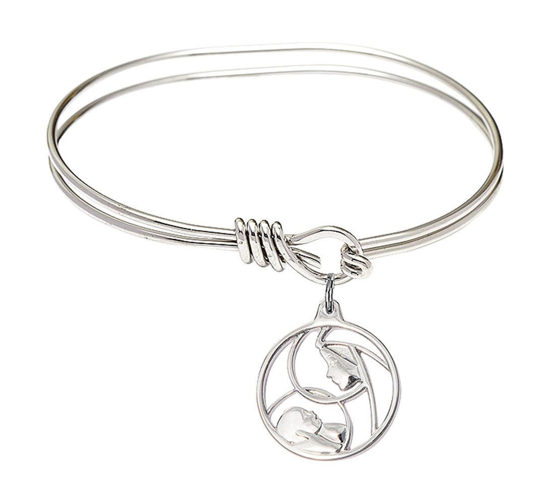 Madonna And Child Eye Hook Bangle Bracelet - Sterling Silver Charm 6225SS