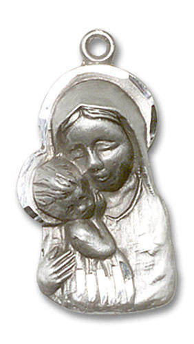 Madonna and Child Pendant - Sterling Silver 7/8 x 1/2 1612SS