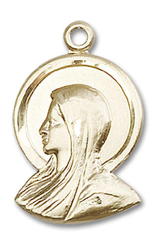 Madonna Scapular Medal - 14kt Gold 7/8 x 1/2 Pendant 0020