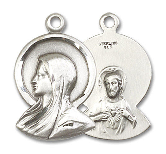 Madonna Scapular Medal - Sterling Silver 7/8 x 1/2 Pendant 0020SS