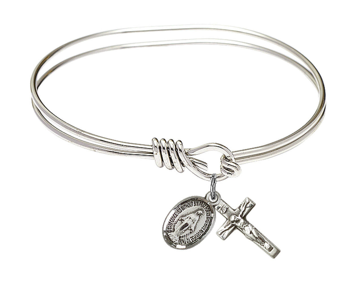 Miraculous - Crucifix Eye Hook Bangle Bracelet - Sterling Silver Charm 0702MSETS