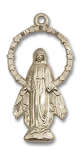 Miraculous Mary Pendant - 14kt Gold 7/8 x 1/2 5902