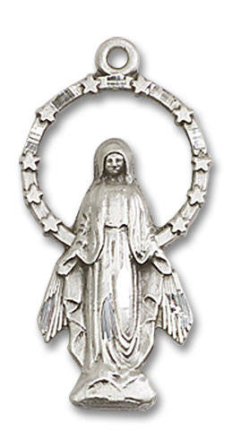 Miraculous Mary Pendant - Sterling Silver 7/8 x 1/2 5902SS