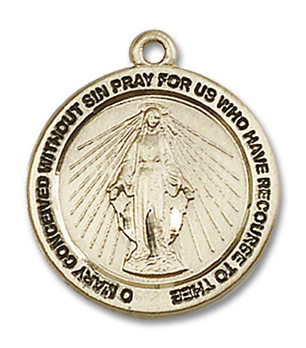 Miraculous Medal - 14kt Gold 3/4 x 3/4 Pendant 4056