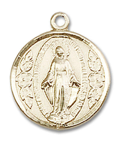 Miraculous Medal - 14kt Gold 5/8 x 1/2 Round Pendant 0601M