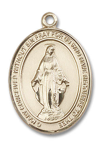 Miraculous Medal - 14kt Gold Oval Pendant 3 Sizes