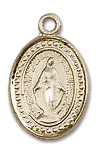 Miraculous Medal Charm - 14kt Gold Oval Pendant 0700