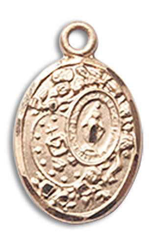 Miraculous Medal Charm - 14kt Gold Oval Pendant 9682