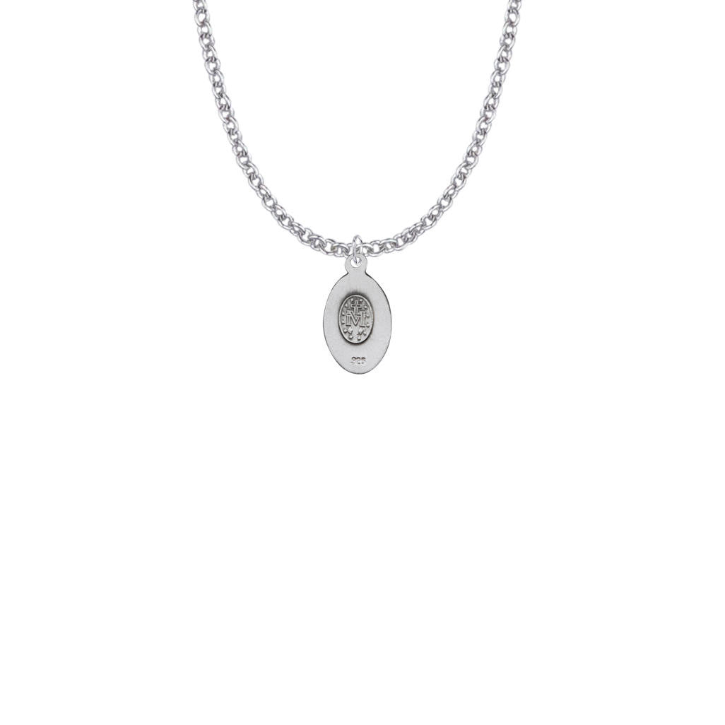 Miraculous Medal Necklace - Sterling Silver Oval Medal On 16 Stainless Chain SM0919SH