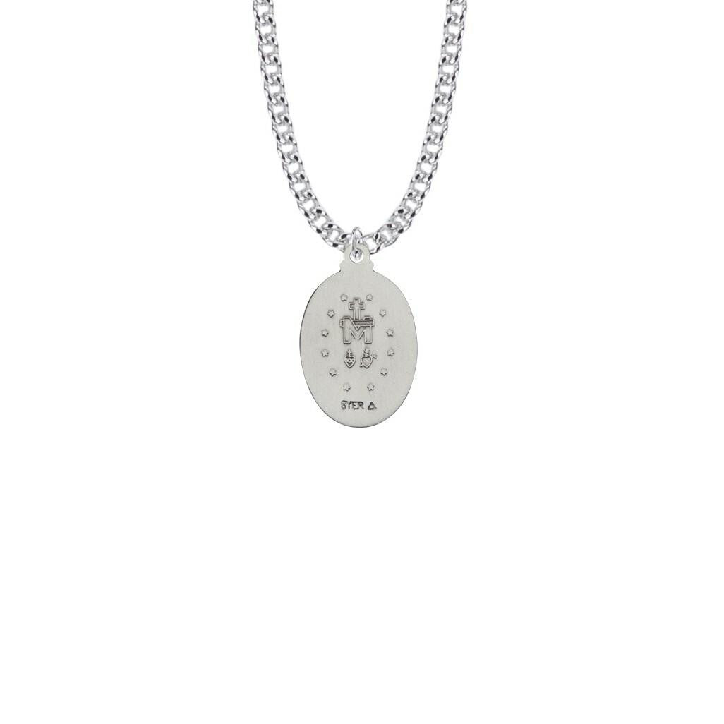 Miraculous Medal Necklace - Sterling Silver Pendant On 20 Stainless Chain SM7942SH