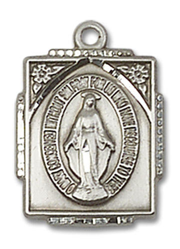 Miraculous Medal - Sterling Silver 3/4 x 1/2 Rectangular Pendant 0804MSS