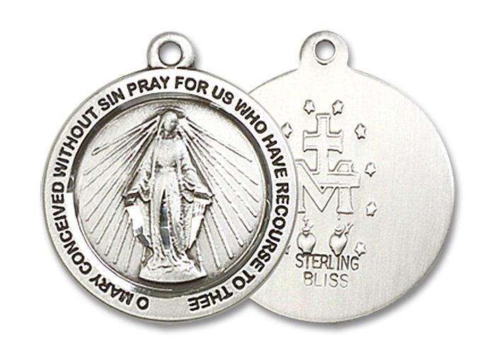 Miraculous Medal - Sterling Silver 3/4 x 3/4 Round Pendant 4056SS