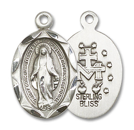 Miraculous Medal - Sterling Silver 3/4 x 3/8 Oval Pendant 0612MSS