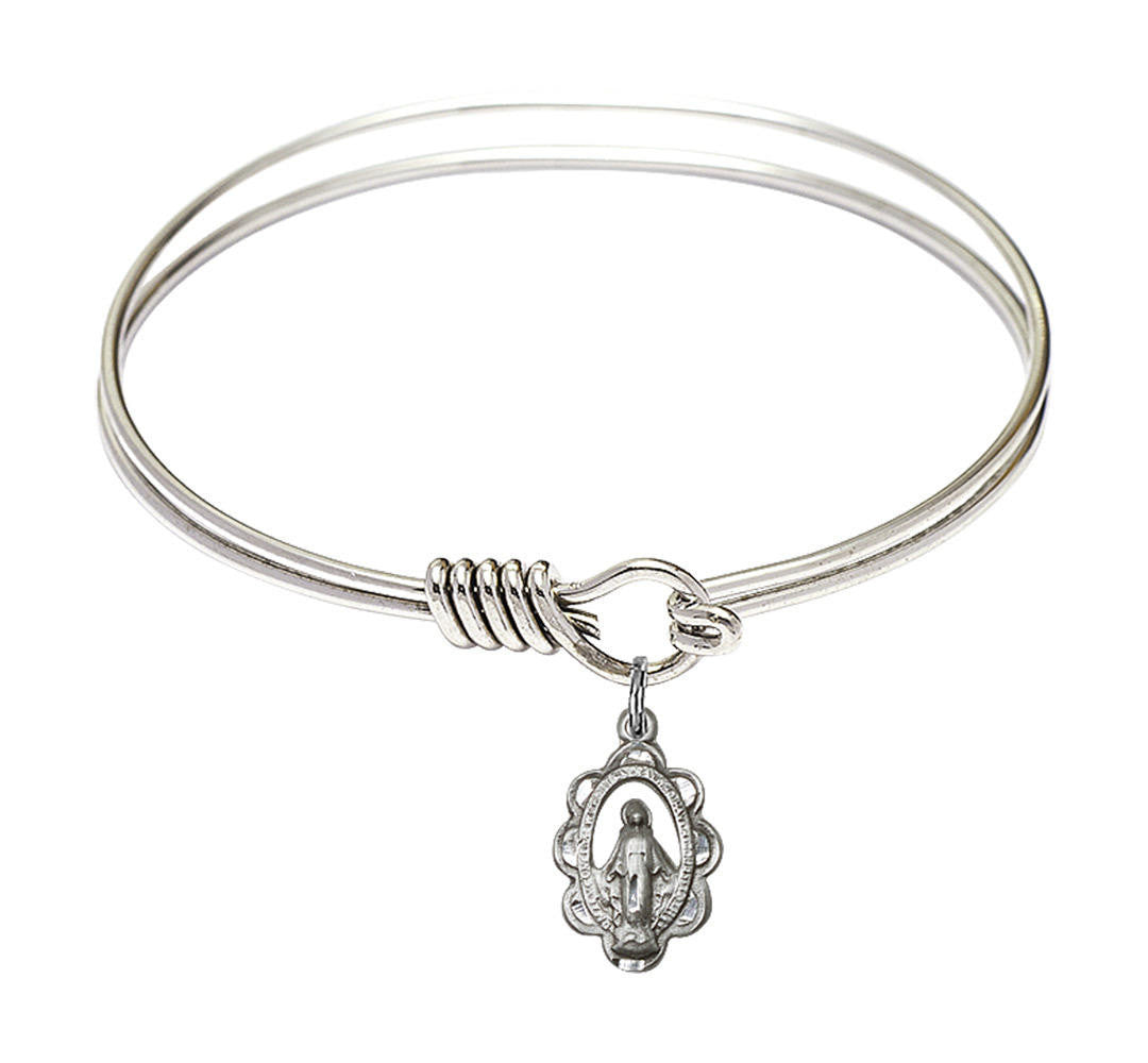 Miraculous Round Eye Hook Bangle Bracelet - Sterling Silver Charm - 6.25 Inch 1610SS