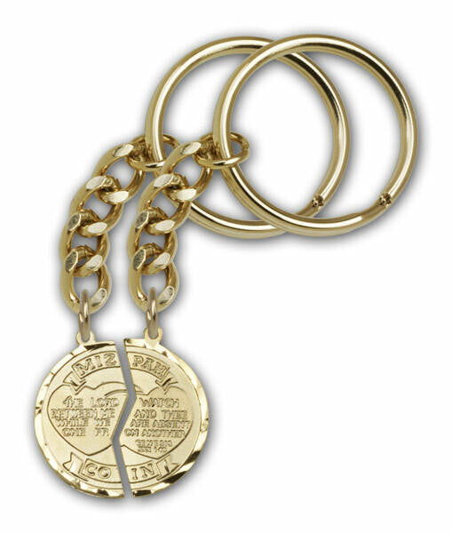 Mizpah Keychains - Gold-Plated Coin/Gold Finish Chain - Small