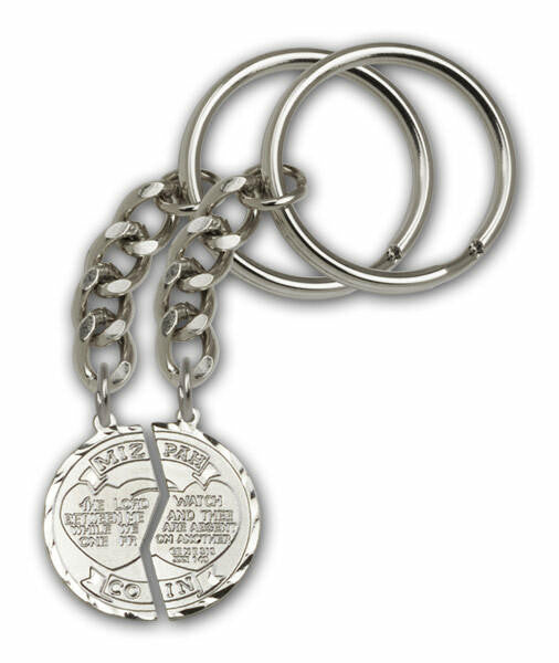 Mizpah Keychains - Silver-Plated Coin/Silver Finish Chain - Small
