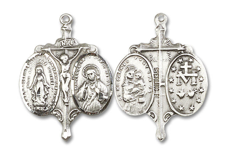 Novena Crucifix Pendant - Sterling Silver 7/8 x 5/8 0021SS