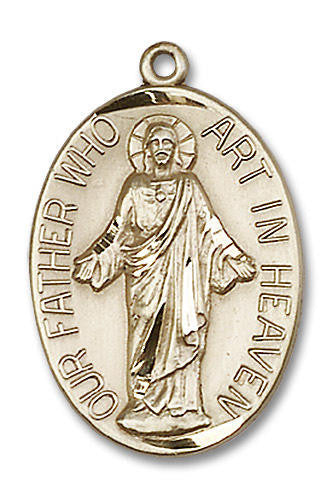 Our Father Medal - 14kt Gold 1 1/8 x 3/4 Oval Pendant 4216
