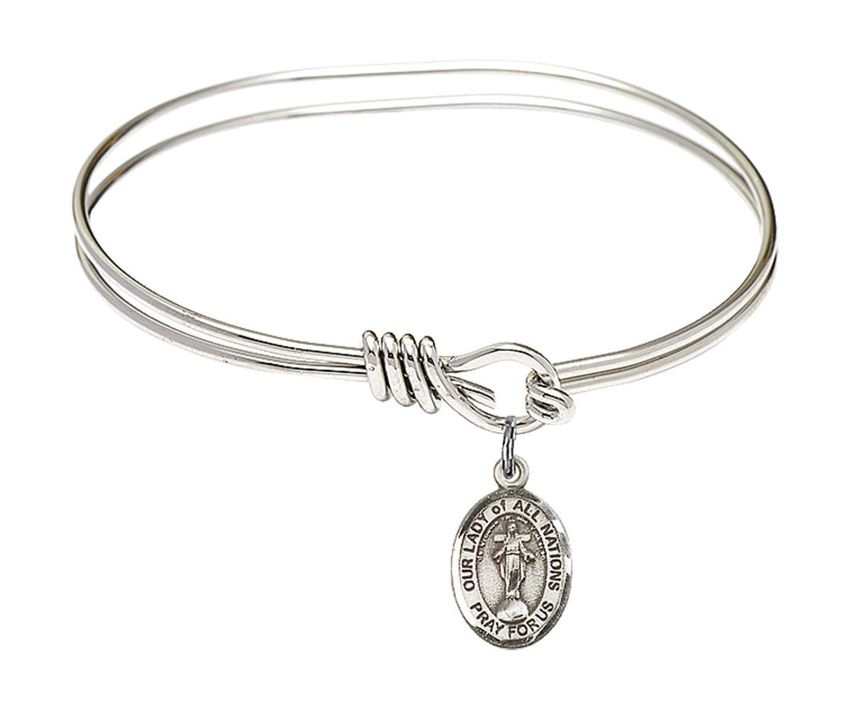 Our Lady of All Nations Eye Hook Bangle Bracelet - Sterling Silver Charm 9242SS