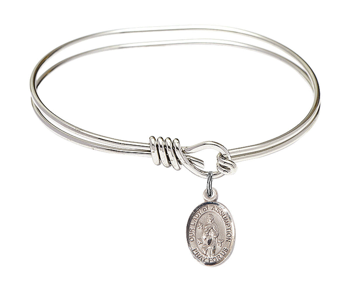 Our Lady of Assumption Eye Hook Bangle Bracelet - Sterling Silver Charm 9388SS