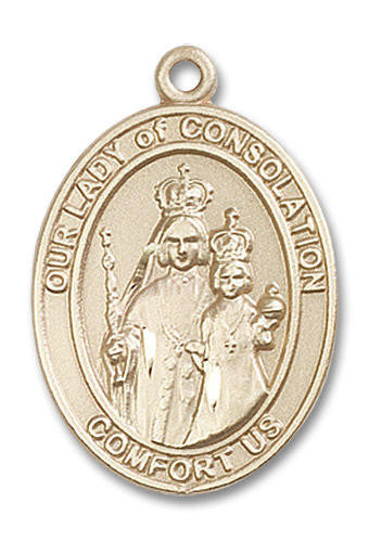Our Lady of Consolation Medal - 14kt Gold Oval Pendant 3 Sizes