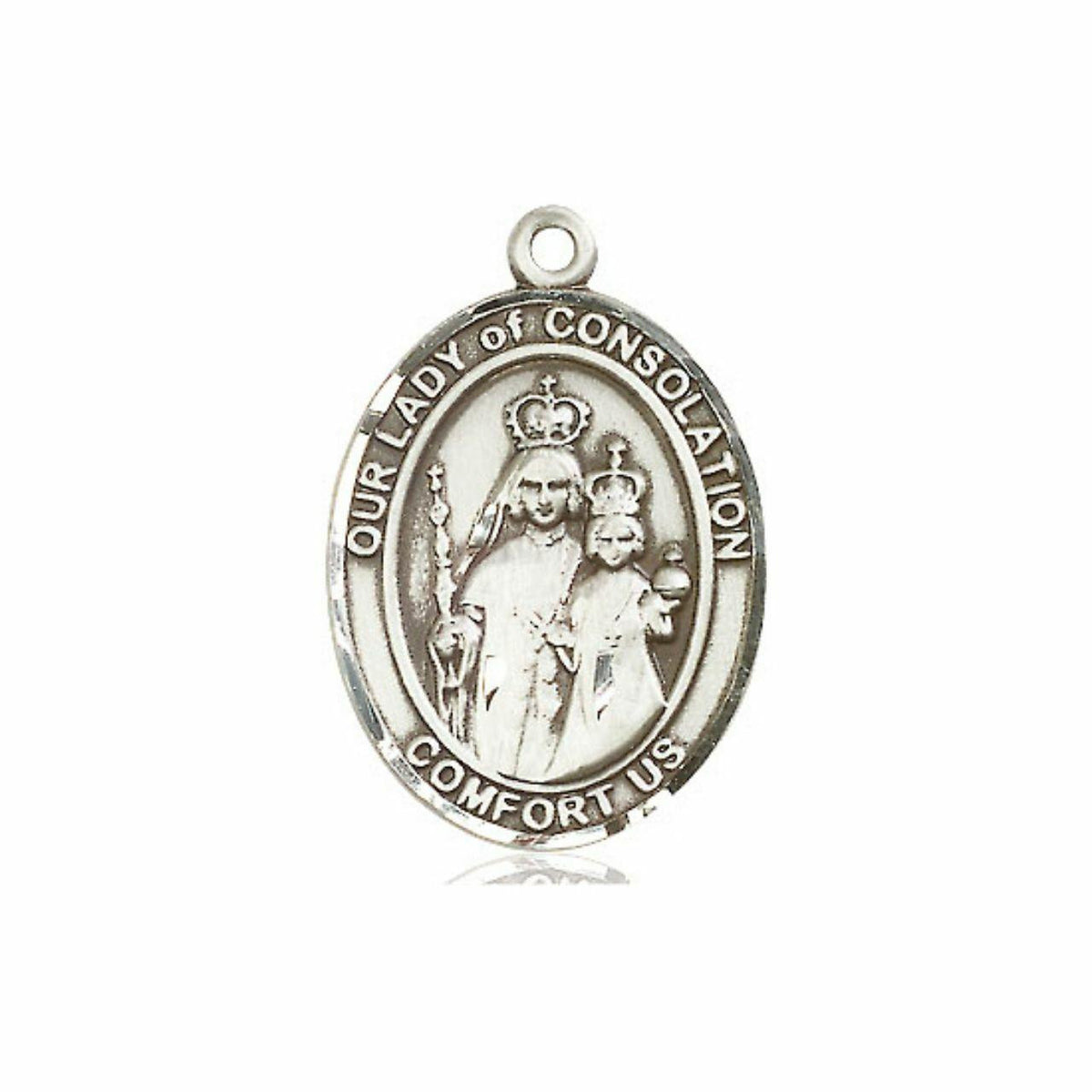 Our Lady of Consolation Medal - Sterling Silver Oval Pendant 3 Sizes