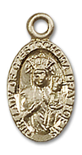 Our Lady of Czestochowa Medal Charm - 14kt Gold Oval Pendant 6091