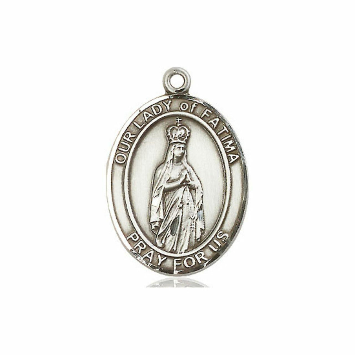 Our Lady of Fatima Medal - Sterling Silver Oval Pendant 3 Sizes