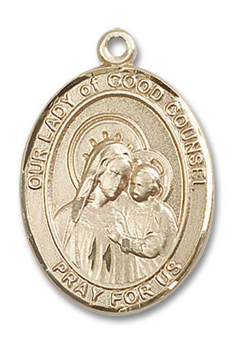 Our Lady of Good Counsel Medal - 14kt Gold Oval Pendant 3 Sizes
