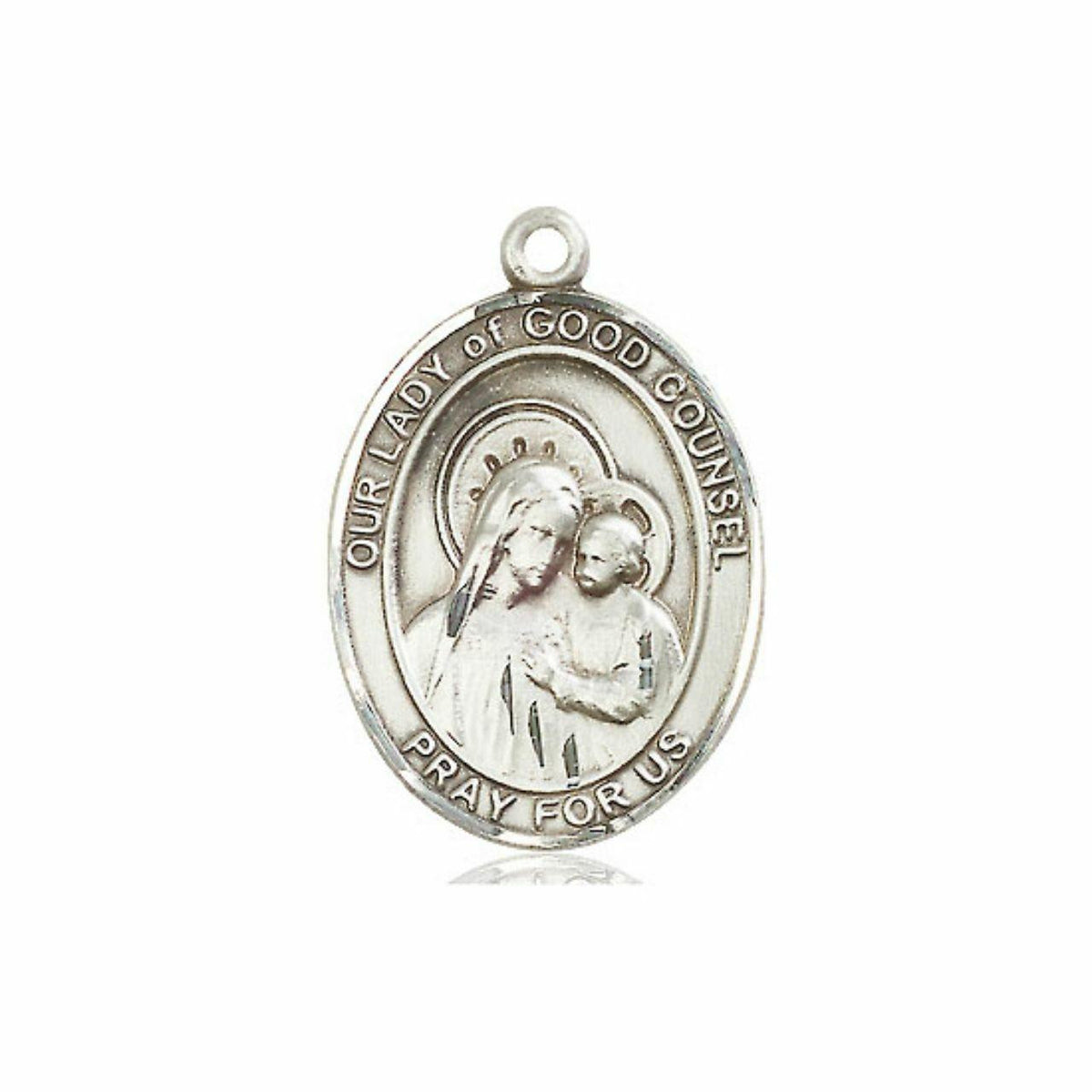 Our Lady of Good Counsel Medal - Sterling Silver Oval Pendant 3 Sizes