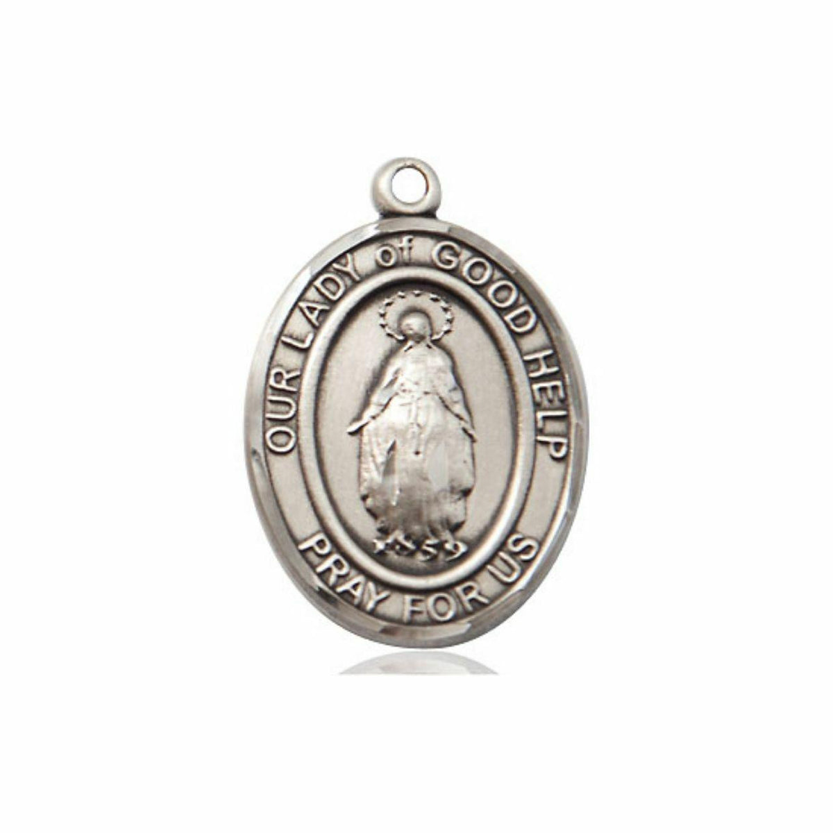 Our Lady of Good Help Medal - Sterling Silver Oval Pendant 3 Sizes