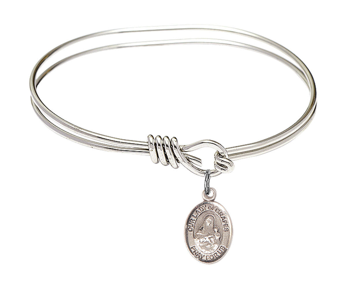 Our Lady of Grapes Eye Hook Bangle Bracelet - Sterling Silver Charm 9347SS