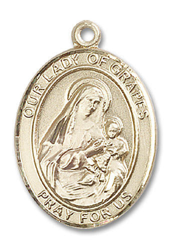 Our Lady of Grapes Medal - 14kt Gold Oval Pendant 3 Sizes