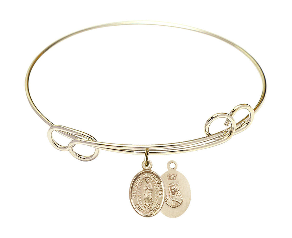 Our Lady of Guadalupe Double Loop Bangle Bracelet - Gold-Filled Charm 9206GF