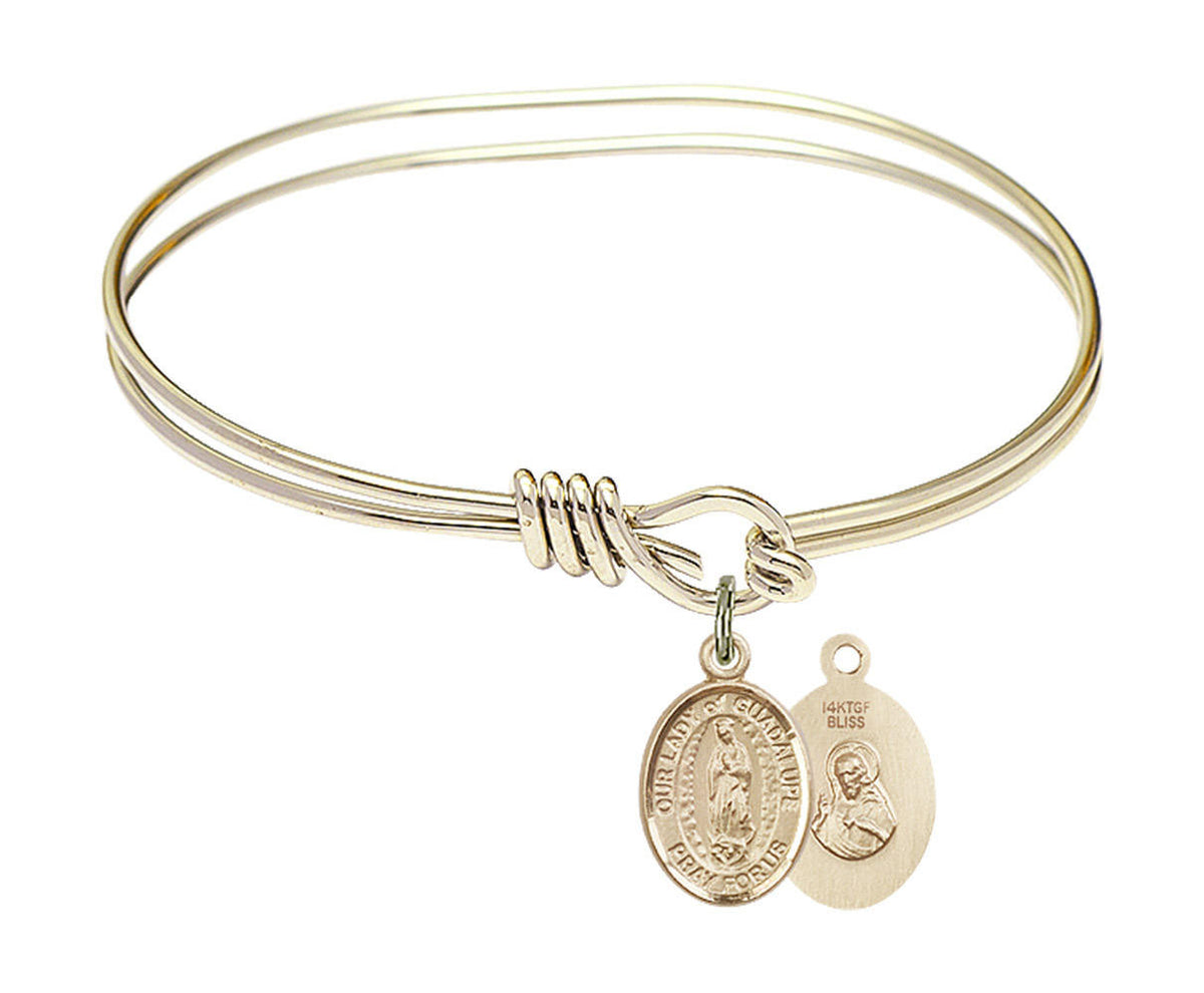 Our Lady of Guadalupe Eye Hook Bangle Bracelet - Gold-Filled Charm 9206GF