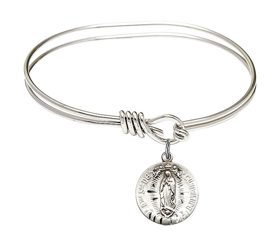Our Lady of Guadalupe Eye Hook Bangle Bracelet - Sterling Silver Charm 4228SS