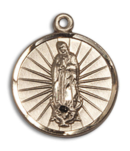 Our Lady of Guadalupe Medal - 14kt Gold 5/8 x 1/2 Round Pendant 0601F