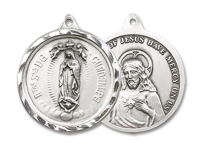 Our Lady of Guadalupe Medal - Sterling Silver 1 3/8 x 1 1/4 Round Pendant 0203FSS