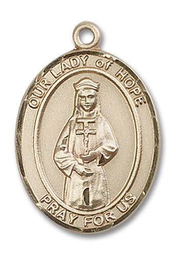 Our Lady of Hope Medal - 14kt Gold Oval Pendant 3 Sizes