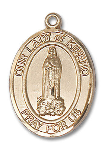 Our Lady of Kibeho Medal - 14kt Gold Oval Pendant 3 Sizes