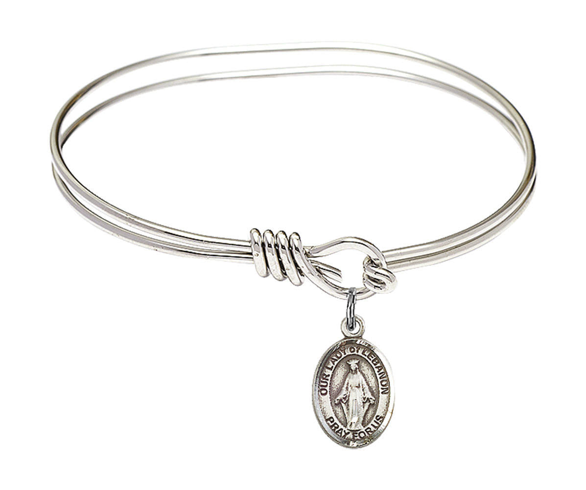 Our Lady of Lebanon Eye Hook Bangle Bracelet - Sterling Silver Charm 9229SS