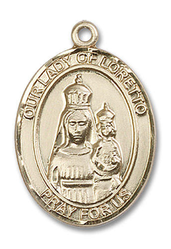 Our Lady of Loretto Medal - 14kt Gold Oval Pendant 3 Sizes