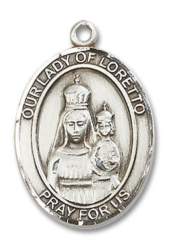 Our Lady of Loretto Medal - Sterling Silver Oval Pendant 3 Sizes