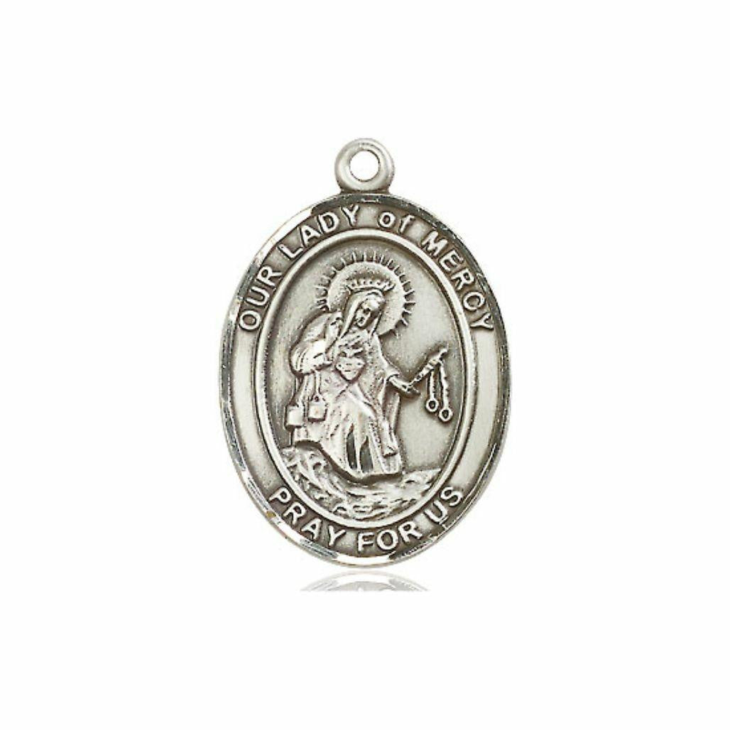 Our Lady of Mercy Medal - Sterling Silver Oval Pendant 3 Sizes