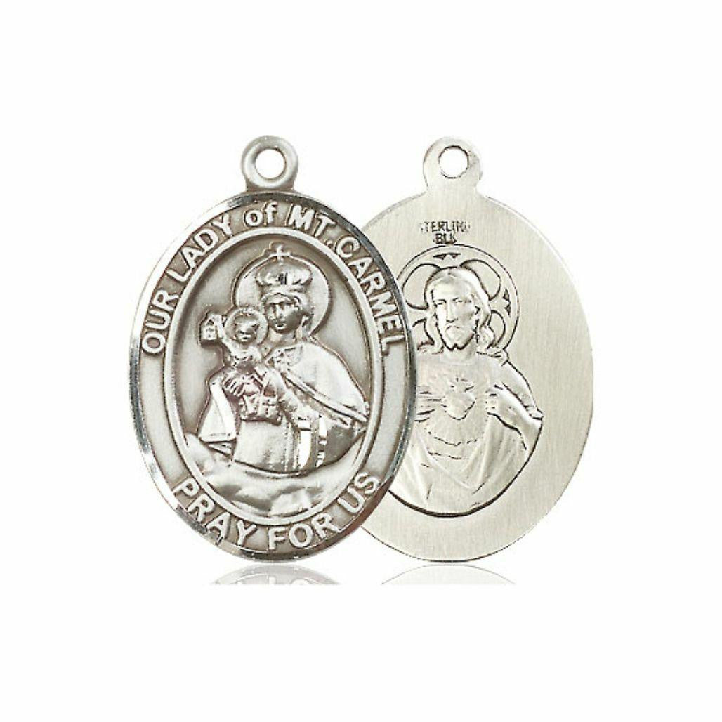 Our Lady of Mount Carmel Medal - Sterling Silver Oval Pendant 3 Sizes
